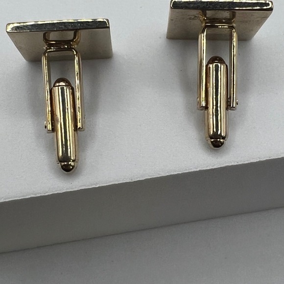 Vintage Dante Gold Tone Square Cufflinks Textured Star Moon Celestial Mens - Picture 4 of 6